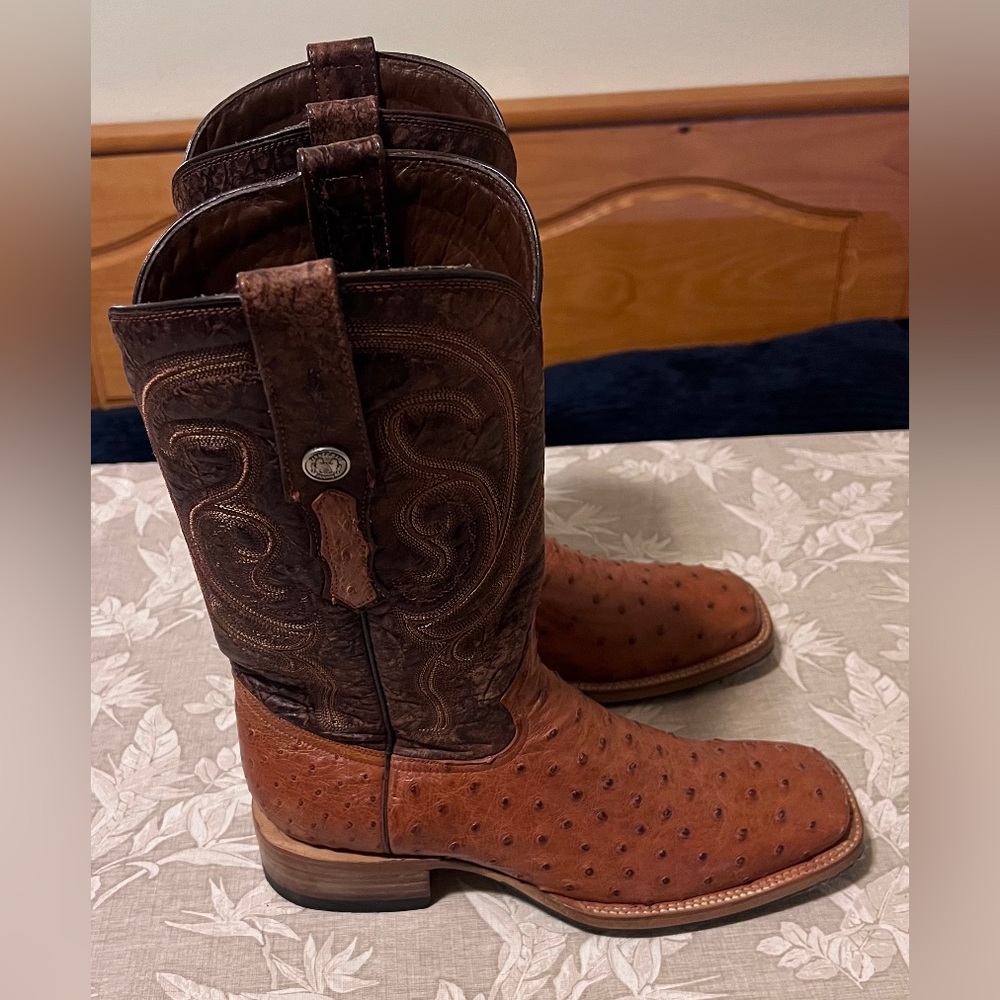 Tanner Mark cognac ostrich boots